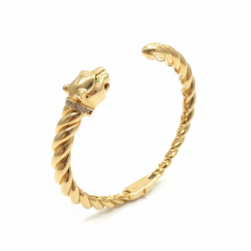 Pulsera Rígida Pantera- Pulsera Oro Italiano 18k