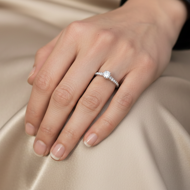 Anillo Solitario - Anillo Oro Italiano 18K