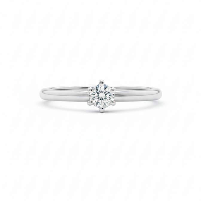 Anillo Solitario - Anillo Oro Blanco 18k