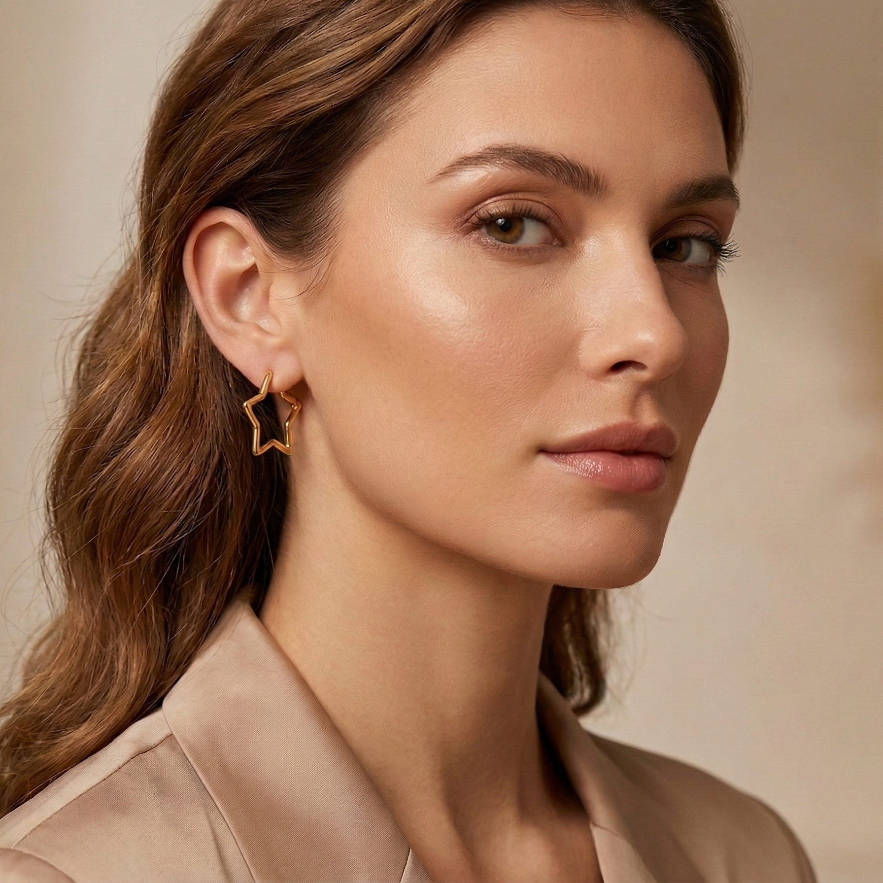 Aros Argollas Estrella - Aros Oro Italiano 18K