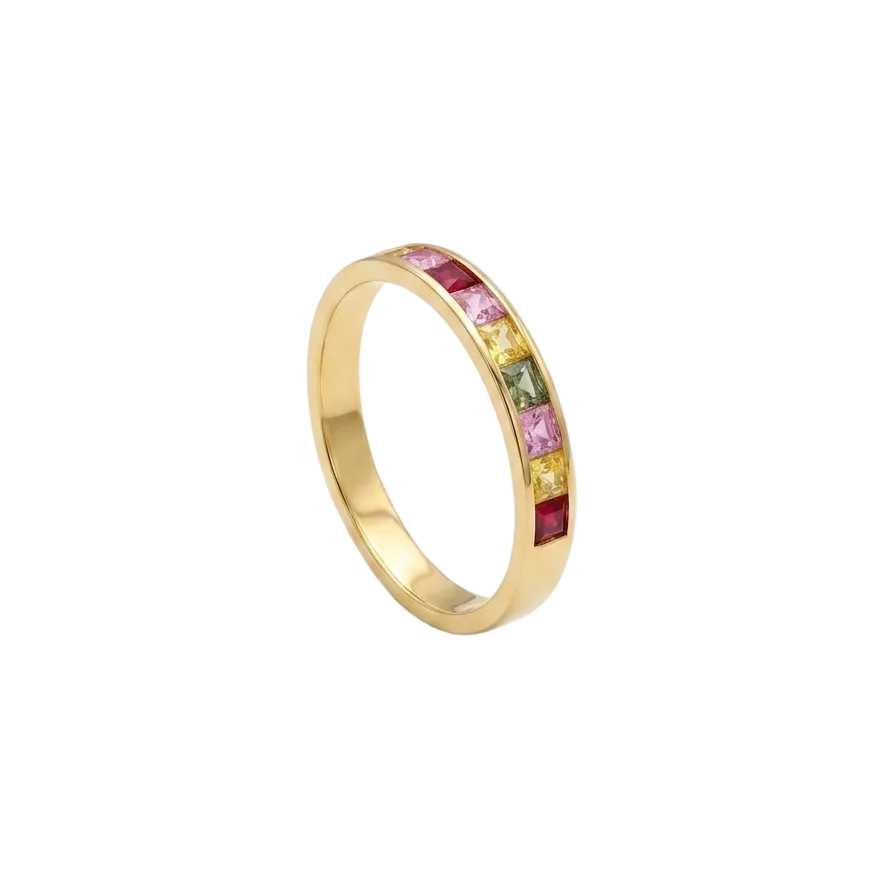Anillo Oro amarillo y Zafiros - Anillo Oro 18k