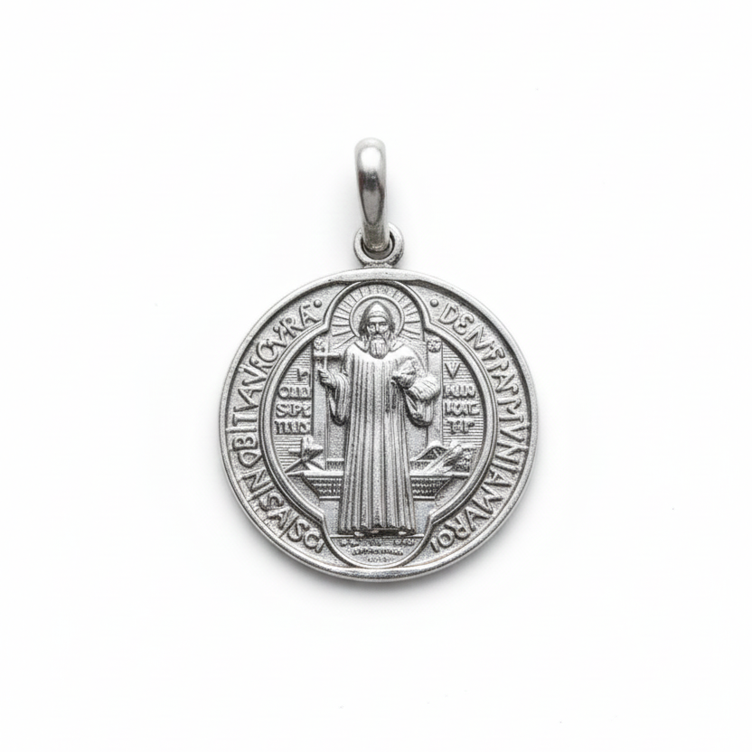 Colgante Medallón San Benito - Colgante Plata 925
