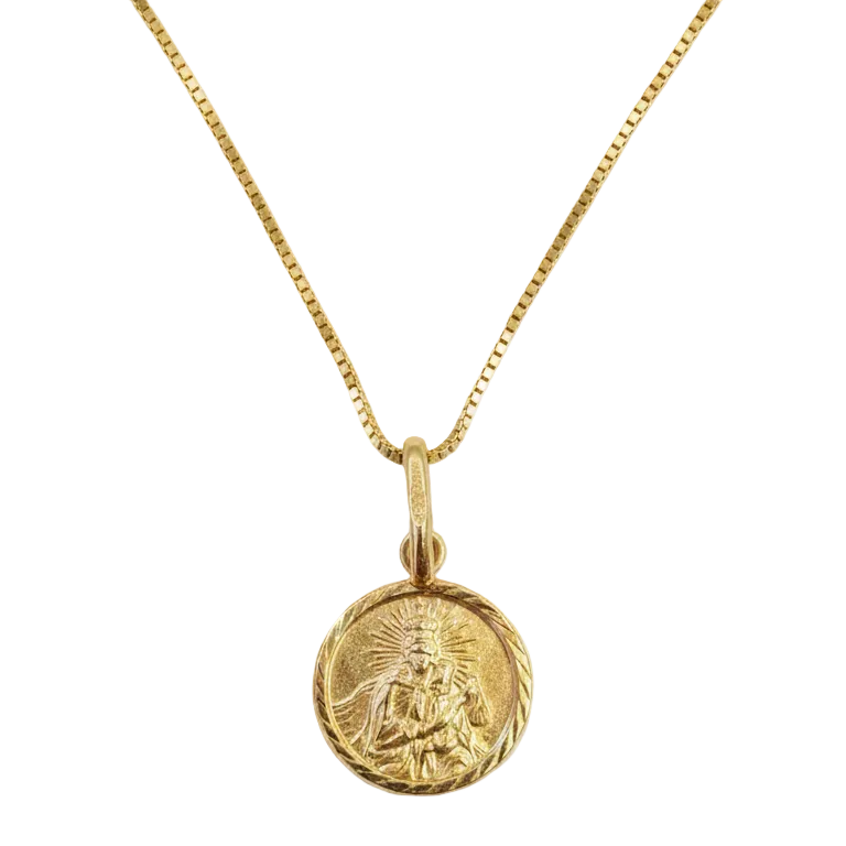 Colgante Medalla virgen del Carmen -Colgante Oro italiano 18k