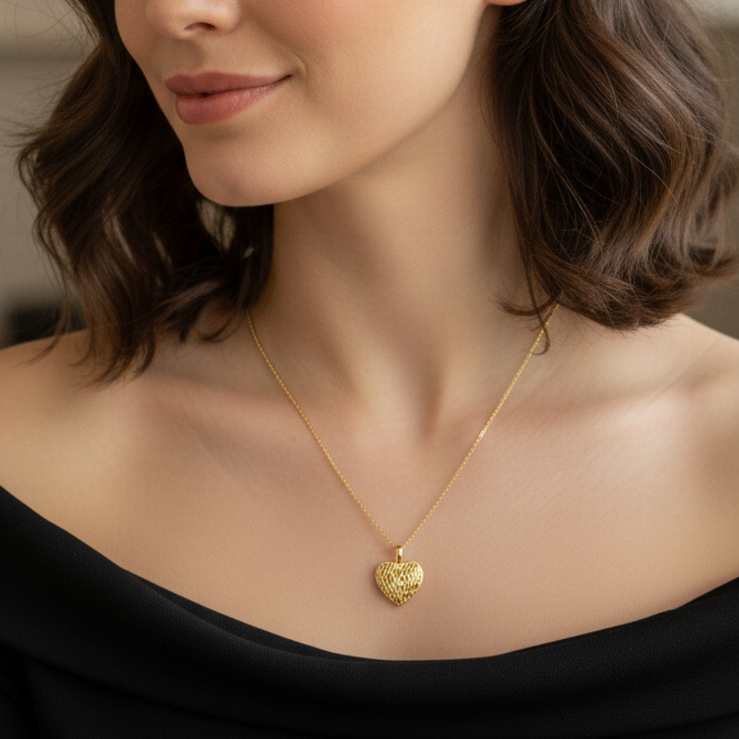 Collar Corazón Tejito - Oro Amarillo 18k