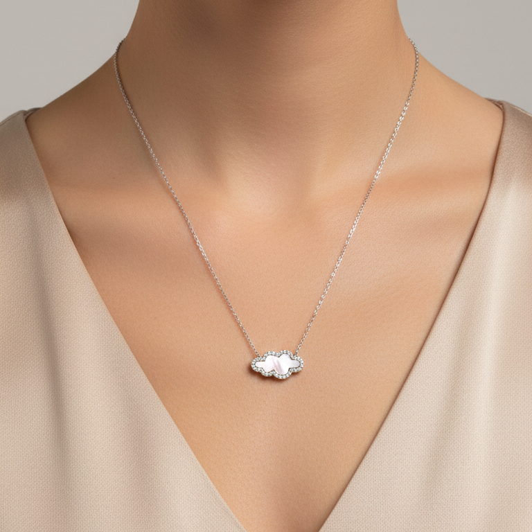 Collar Nube Nacar - Collar Oro italiano 18k