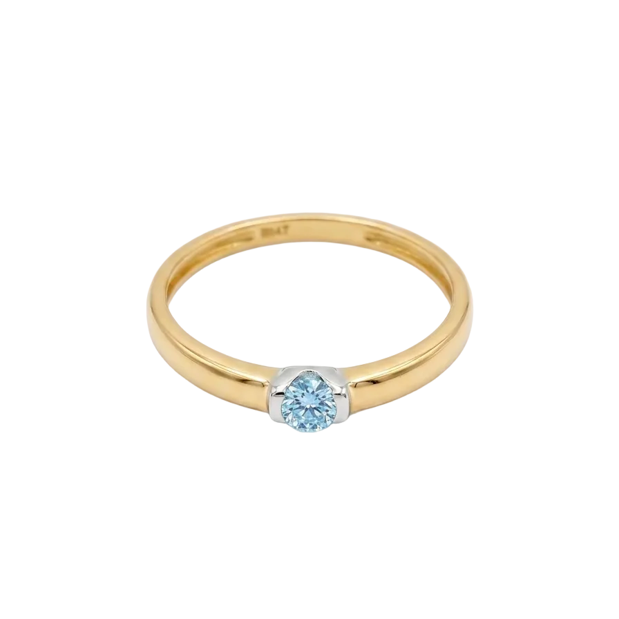 Anillo Oro Amarillo/Blanco Diamante Ice Blue - Anillo oro 18k