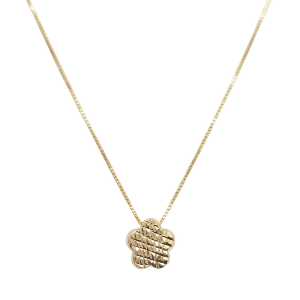 Collar Trebol Rugoso - Collar Oro Italiano 18K