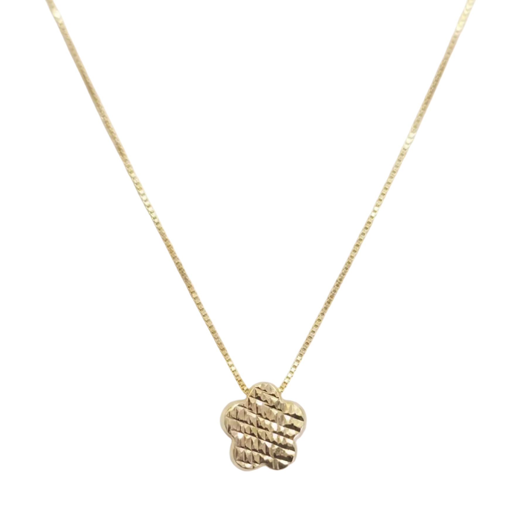 Collar Trebol Rugoso - Collar Oro Italiano 18K