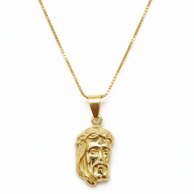 Colgante Rostro de Jesus - Colgante Oro italiano 18k