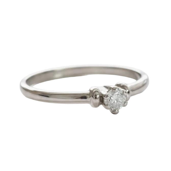 Anillo Solitario - Anillo Oro Blanco 18K