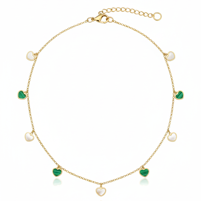 Collar Corazones Esmaltados - Oro Amarillo 18k