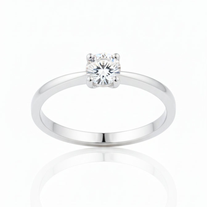 Anillo Solitario - Anillo Oro Blanco 18k