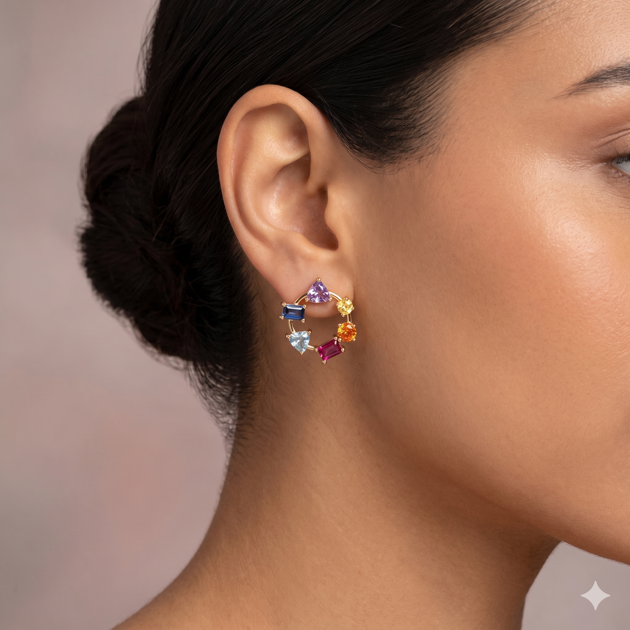 Aros en Oro amarillo y topacios - Aros Oro 18k