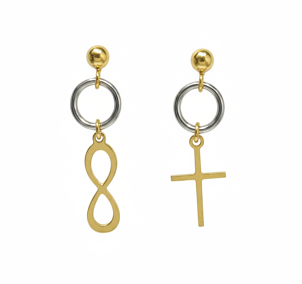 Aros Cruz/Infinito - Aros Oro Italiano 18K