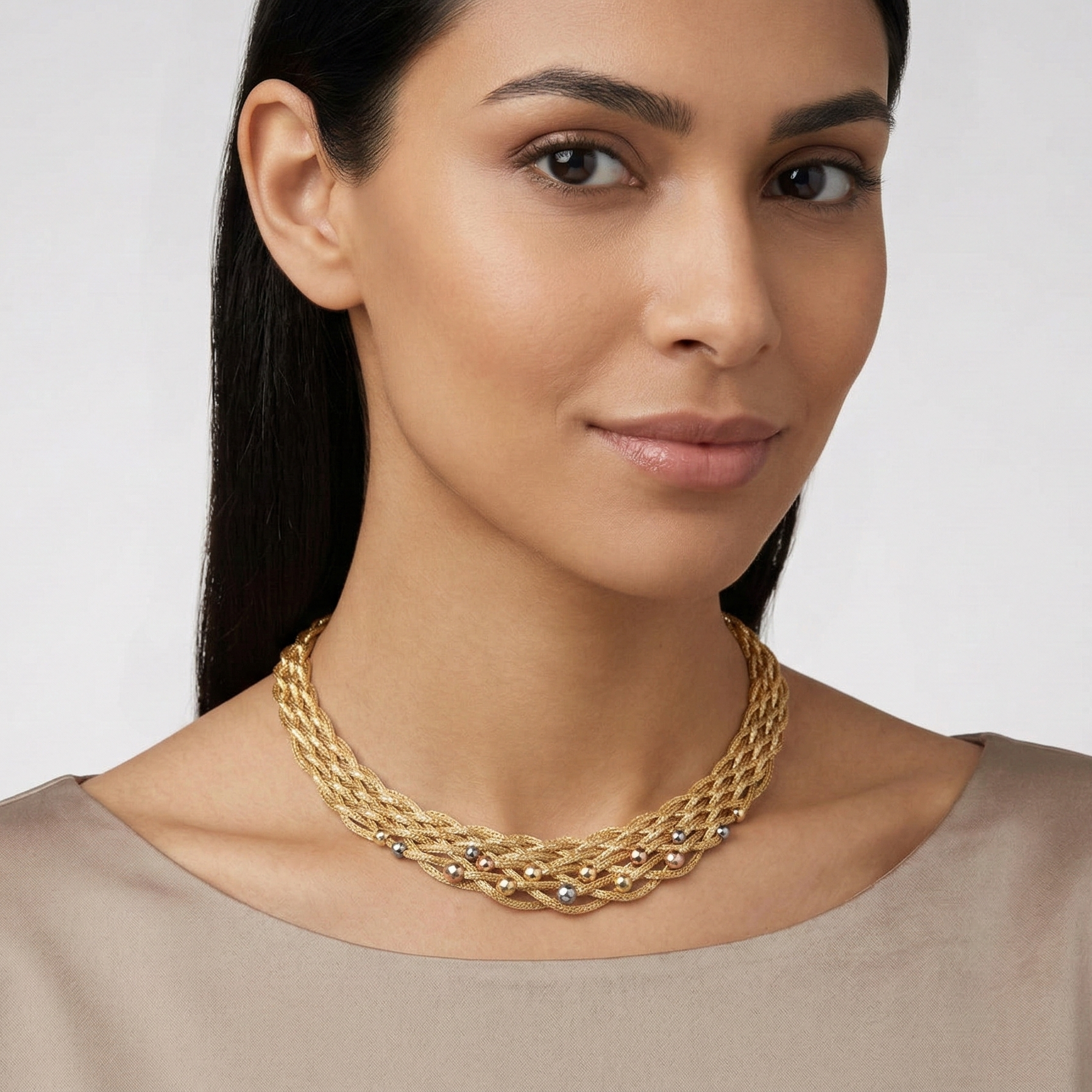 Collar Tejido - Collar Oro italiano 18k