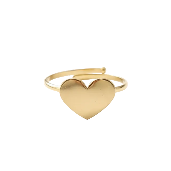 Anillo Corazón Liso - Anillo Oro italiano 18k