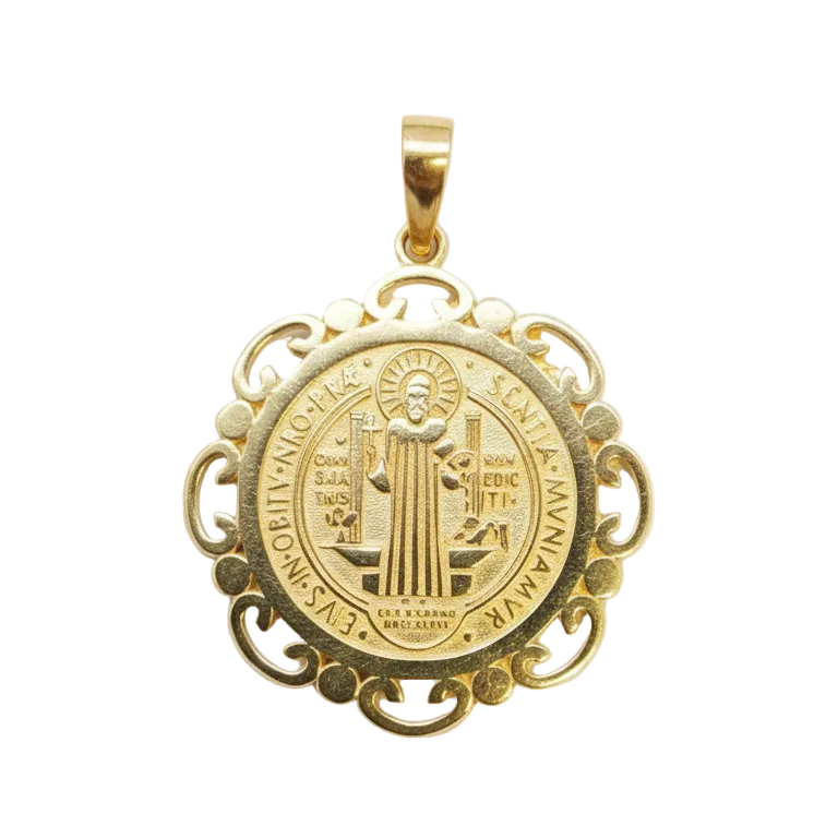 Colgante escapulario San Benito - Colgante Oro italiano 18k
