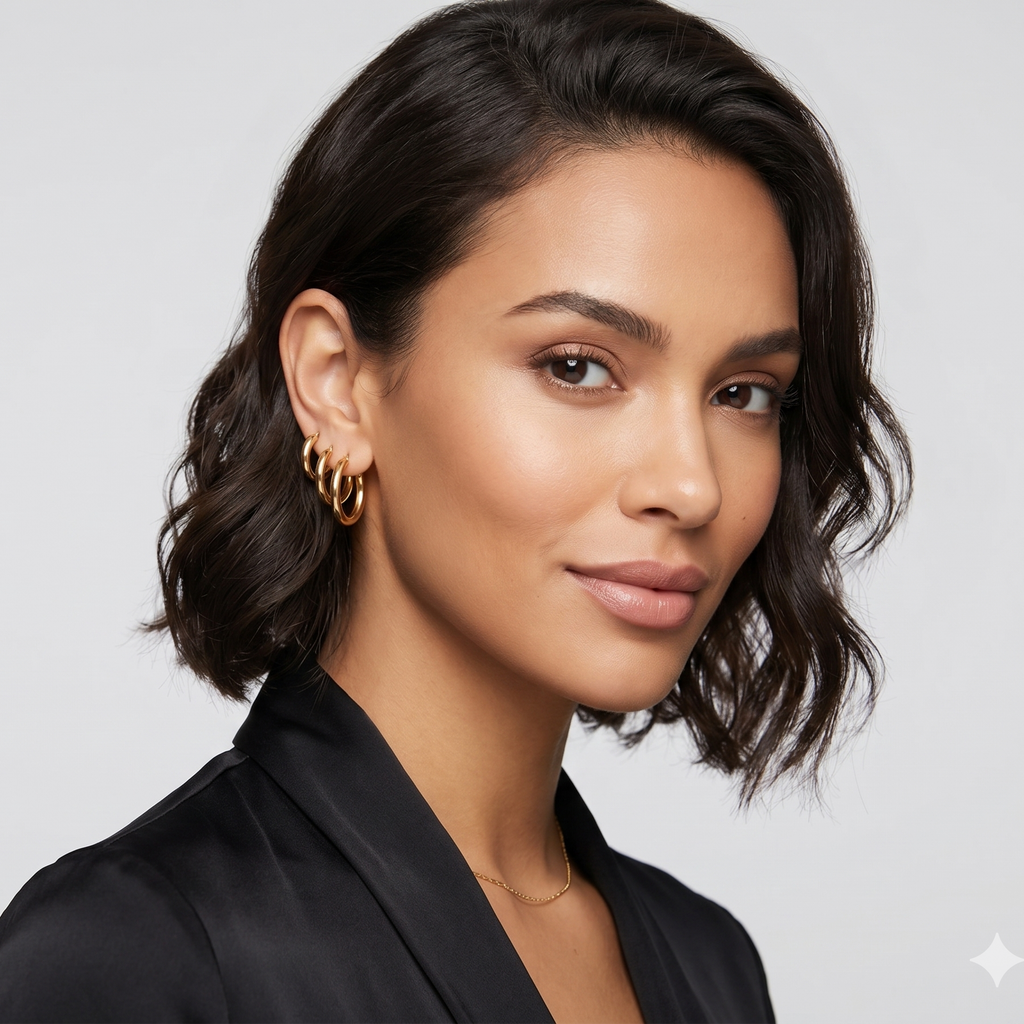 Aros Argollas gordita - Aros Oro Italiano 18K