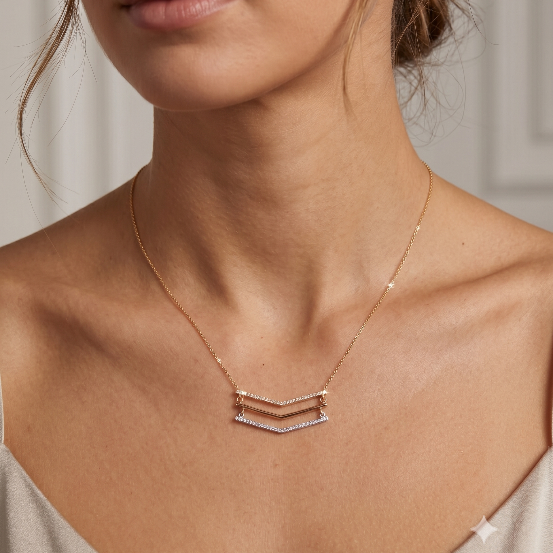 Collar Vértice Tricolor - Collar Oro 18k