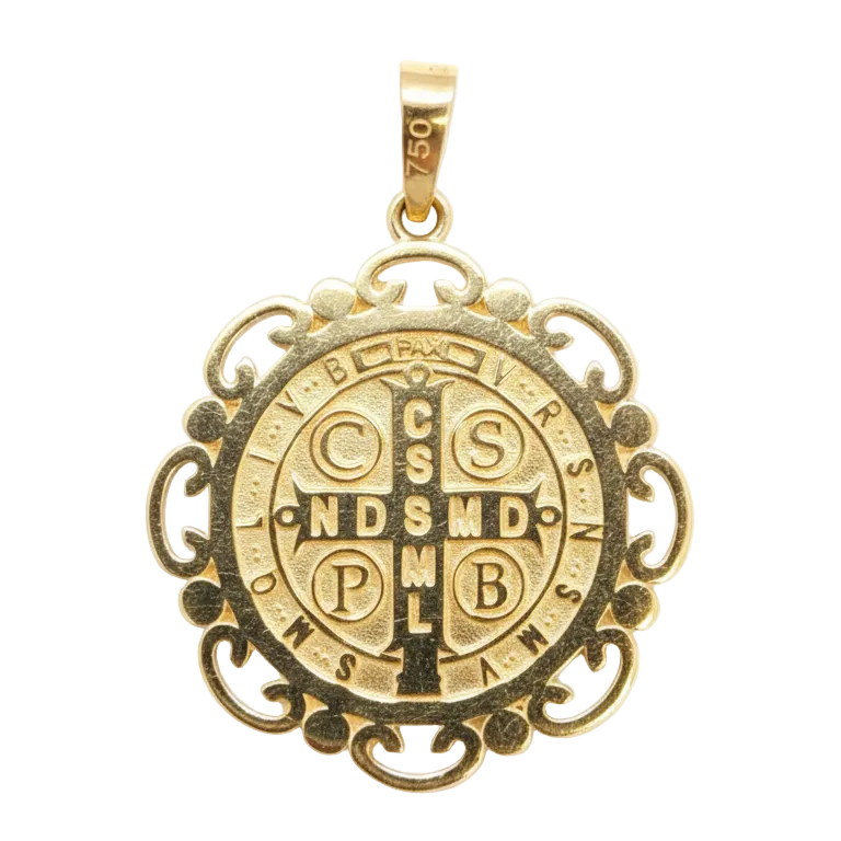 Colgante escapulario San Benito - Colgante Oro italiano 18k