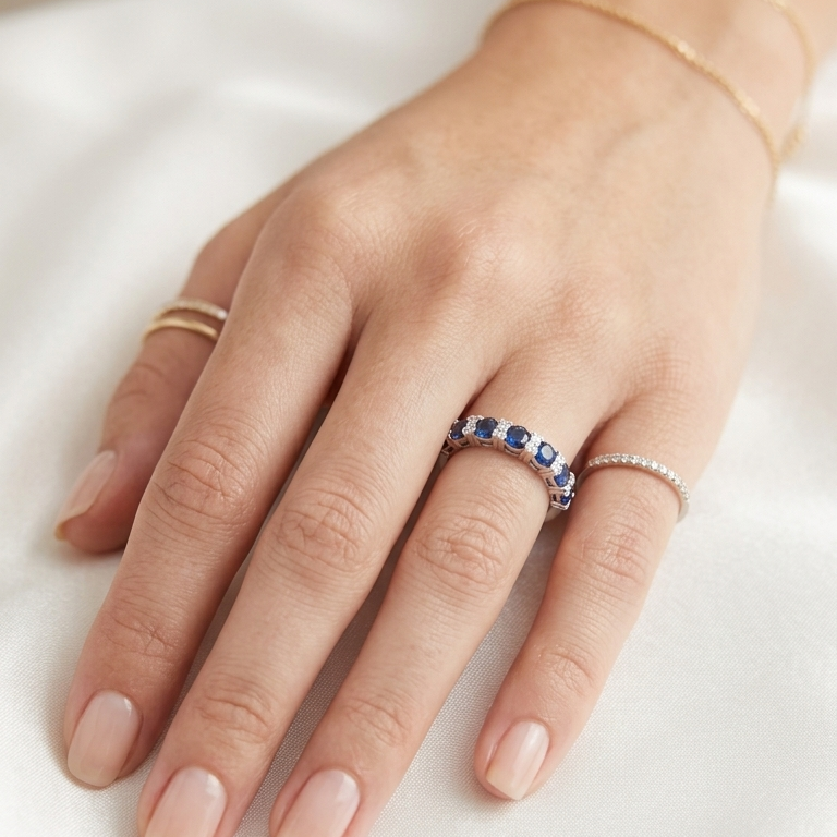 Anillo Nebulosa Azul - Anillo Oro Italiano 18k