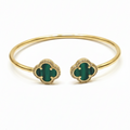 Pulsera Esclava Doble Flor Cuatro Pétalos - Pulsera Oro italiano 18K