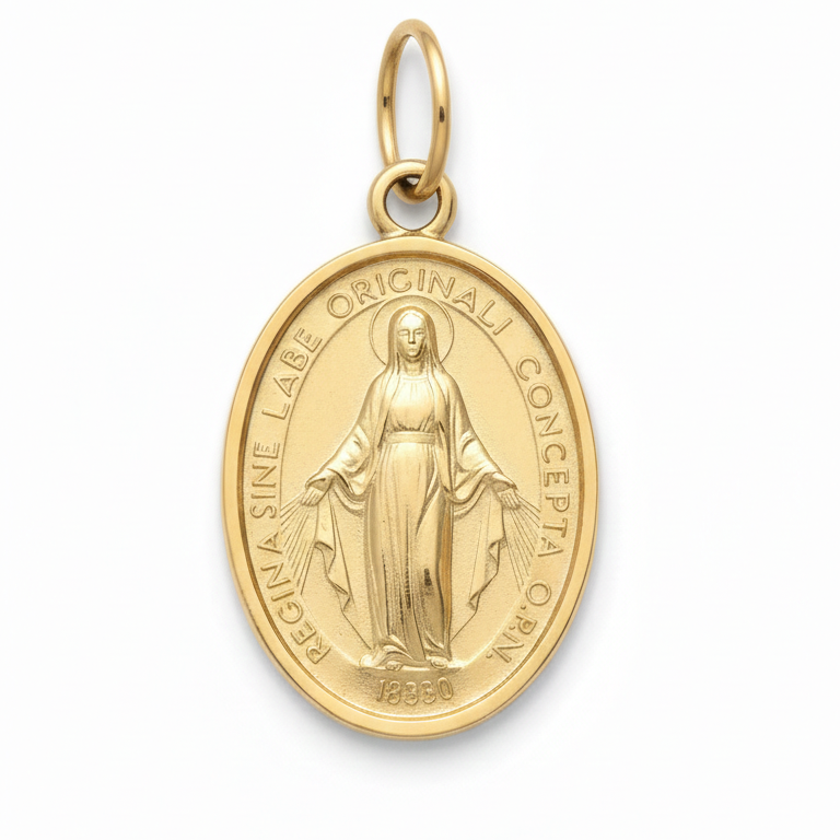 Colgante medalla Virgen La Milagrosa - Colgante Oro italiano 18k