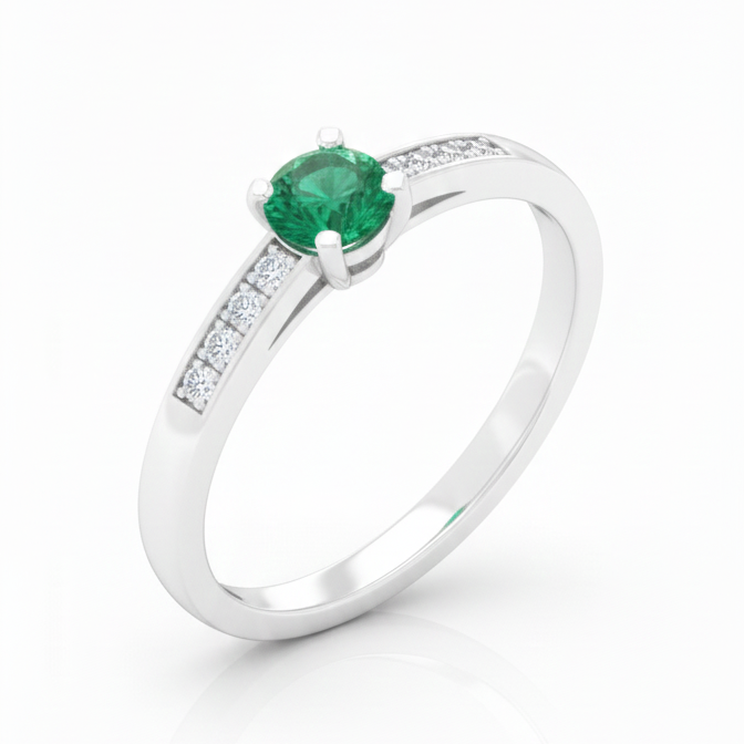 Anillo Esmeralda - Anillo Oro italiano 18k