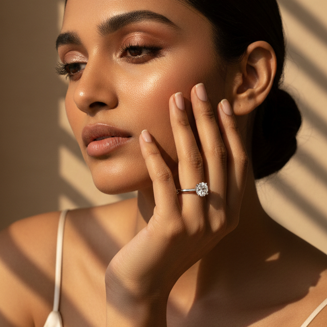 Anillo Solitario - Anillo Oro Blanco 18k