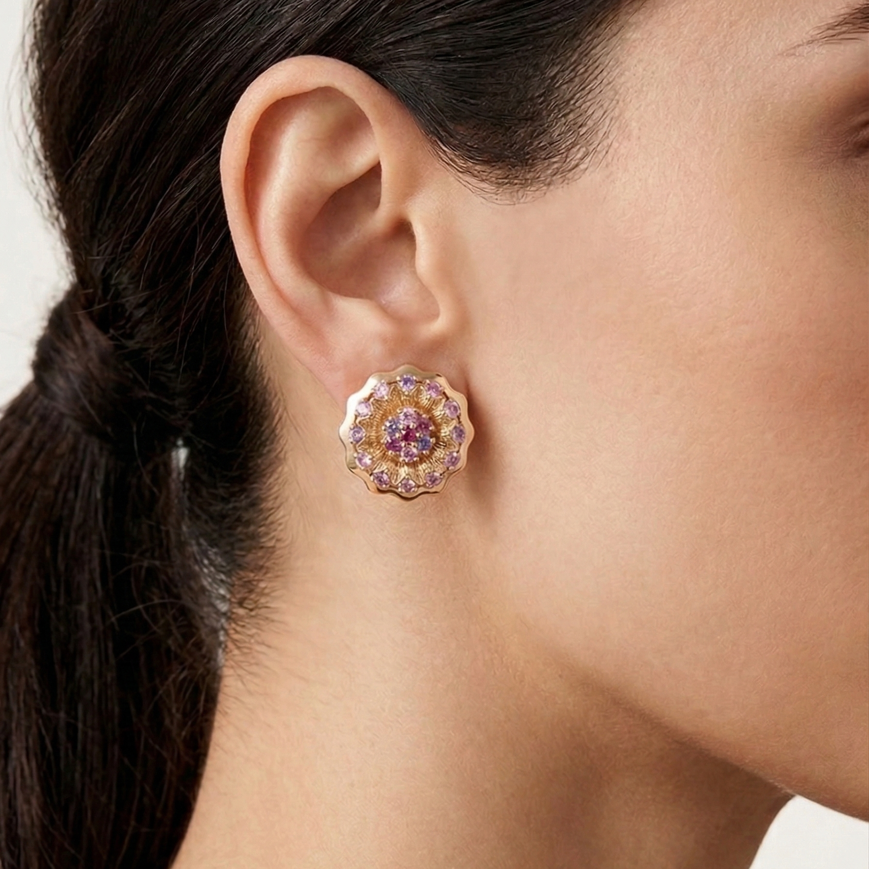 Aros Rosetón Dhalia - Aros Oro Italiano 18K