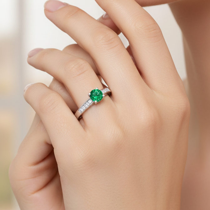 Anillo Esmeralda - Anillo Oro italiano 18k