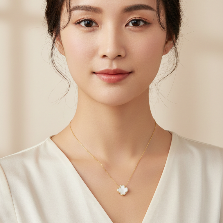 Collar Flor Esmaltada - Collar Oro italiano 18k