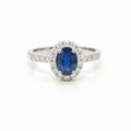 Anillo Halo Zafiro - Anillo Platino