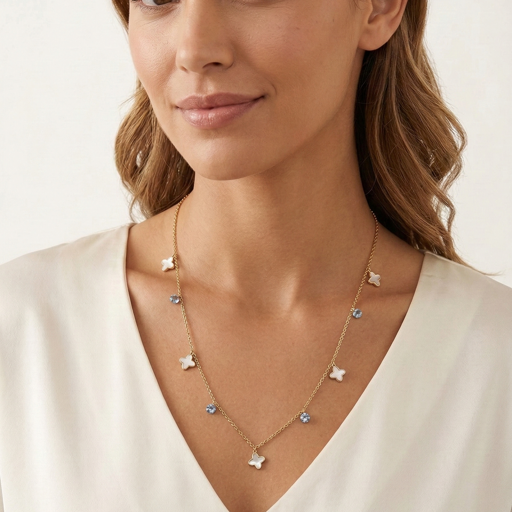 Collar Flores Esmaltadas - Collar Oro italiano 18k