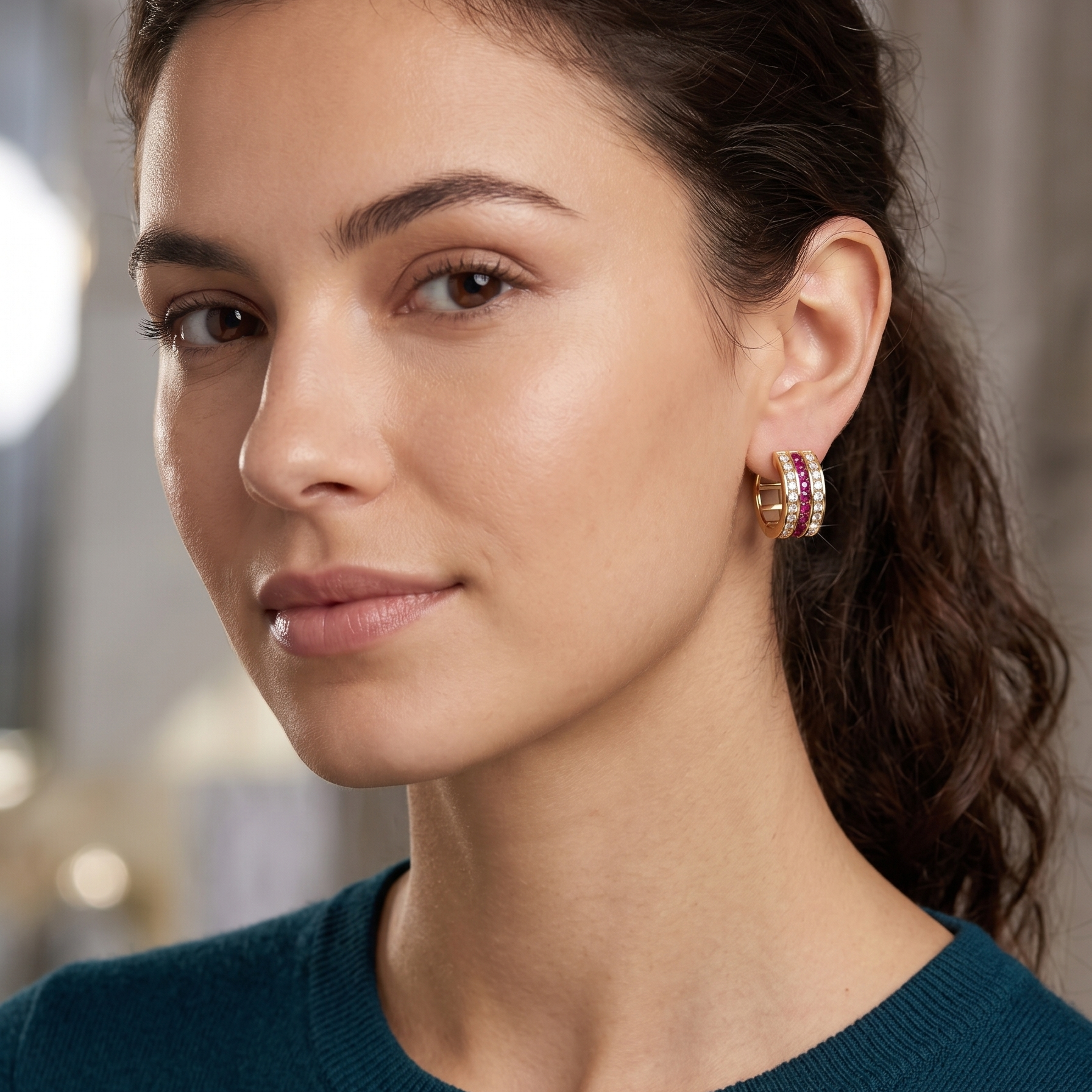 Aros Argollas Eternity Rubí - Aros Oro Italiano 18K