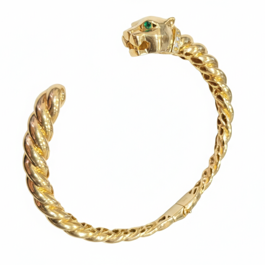 Pulsera Rígida Pantera- Pulsera Oro Italiano 18k