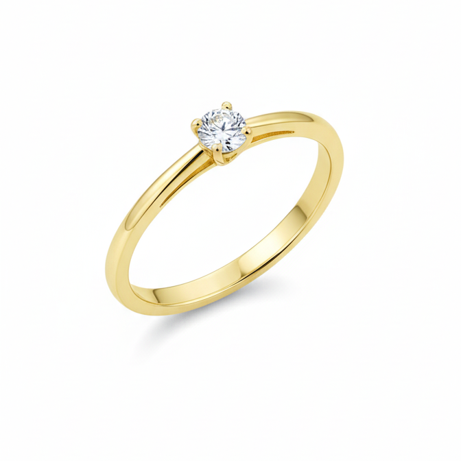 Anillo Solitario - Oro Amarillo
