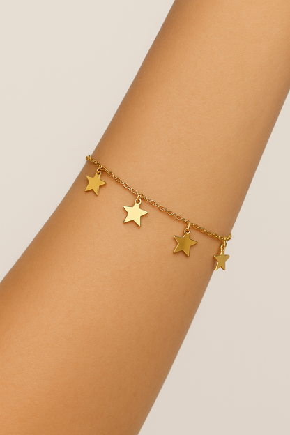 Pulsera Oro 18 kilates, estrellas