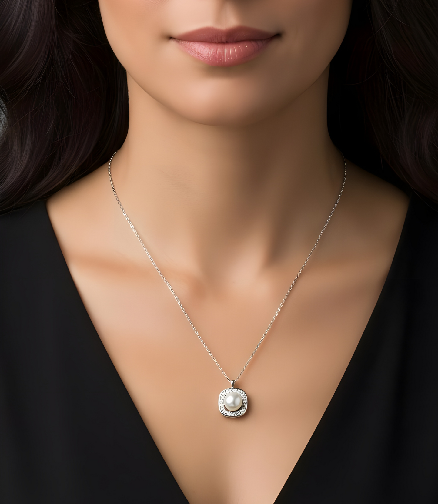 Collar Plata 925 Perla y Zirconia