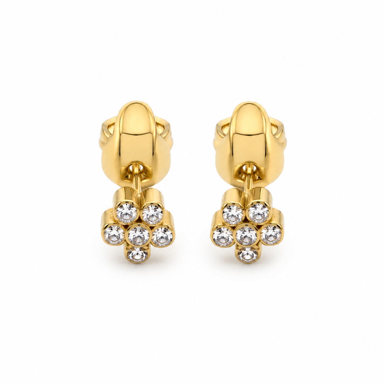 Aros Flor de Diamantes - Aros Oro 18K