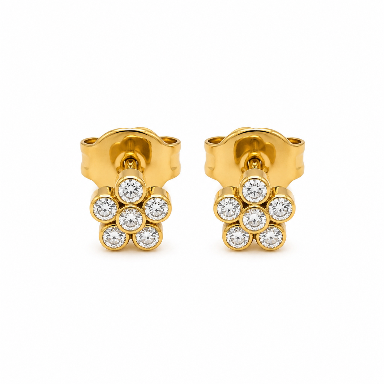 Aros Flor de Diamantes - Aros Oro 18K