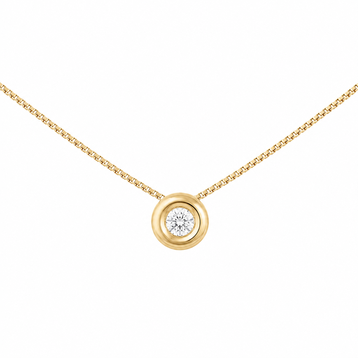 Collar Oro Amarillo Punto de Luz con Diamantes - Collar Oro 18K
