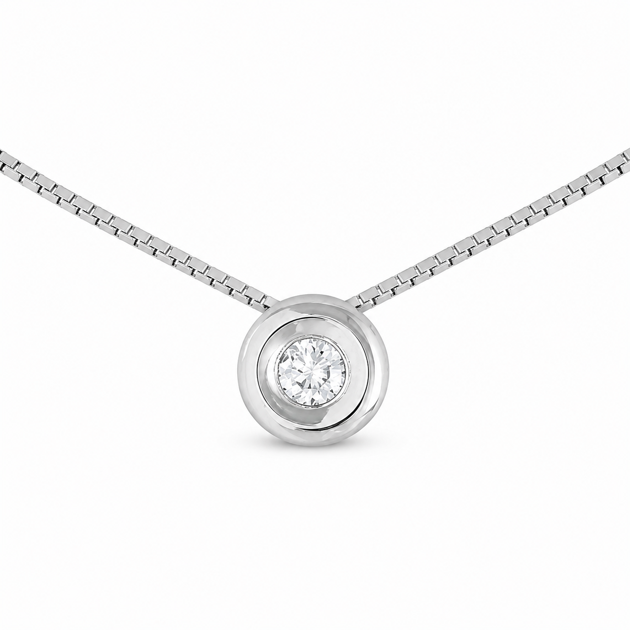 Collar Punto de Luz Oro Blanco y Diamantes - Collar Oro Blanco 18K