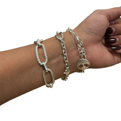 Pulsera Plata eslabones rectangulares espiral