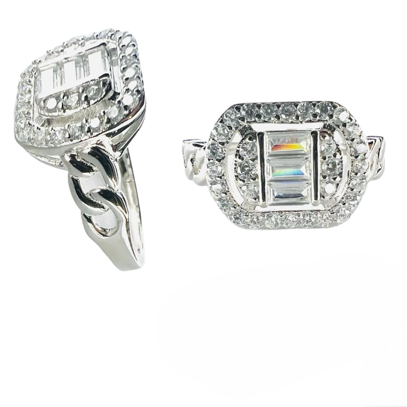Anillo vintage ovalado bordes entrelazados