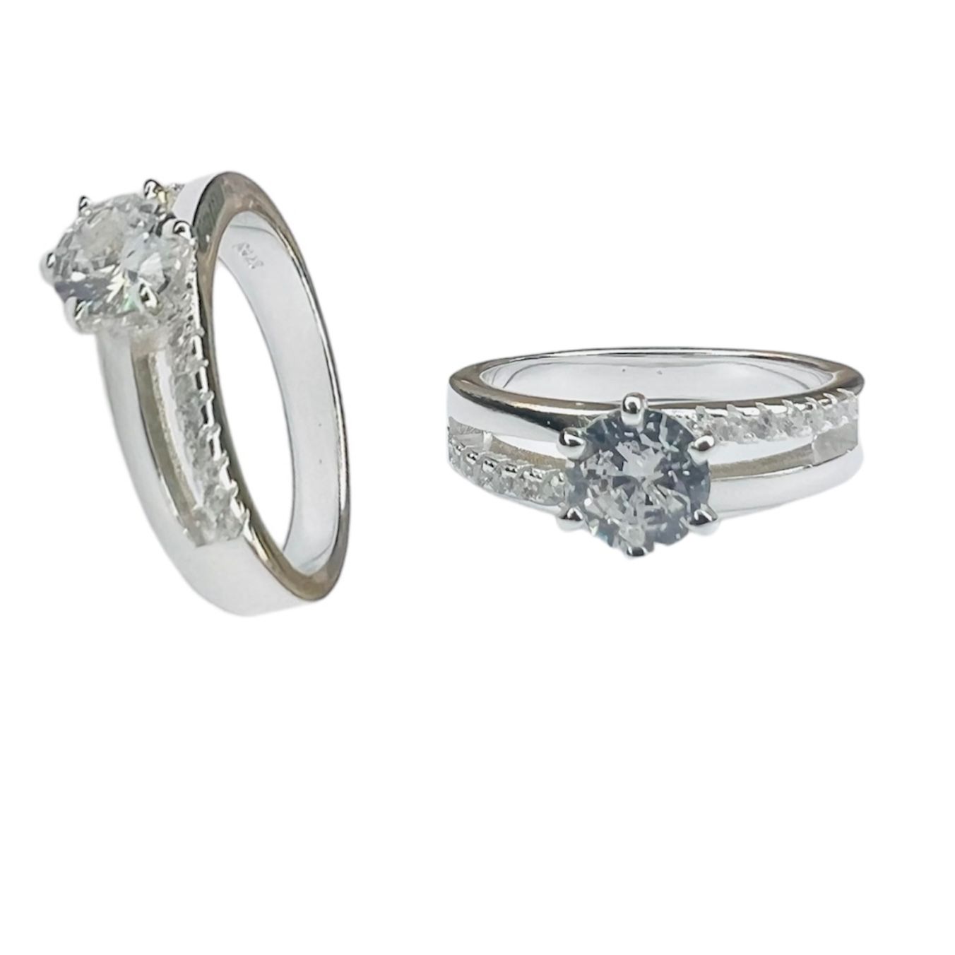 Anillo solitario doble riel liso
