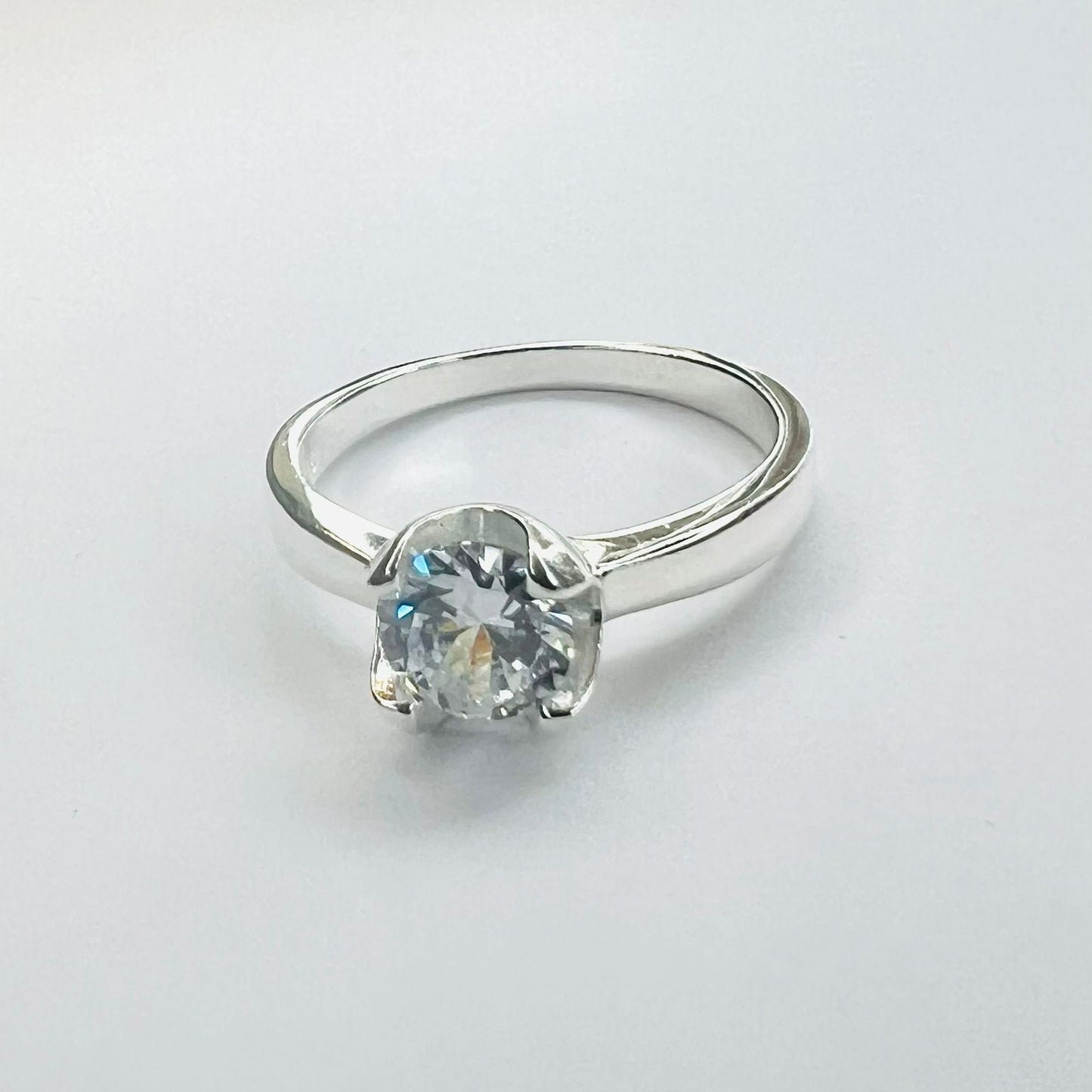 Anillo plata 925 solitario gran corona