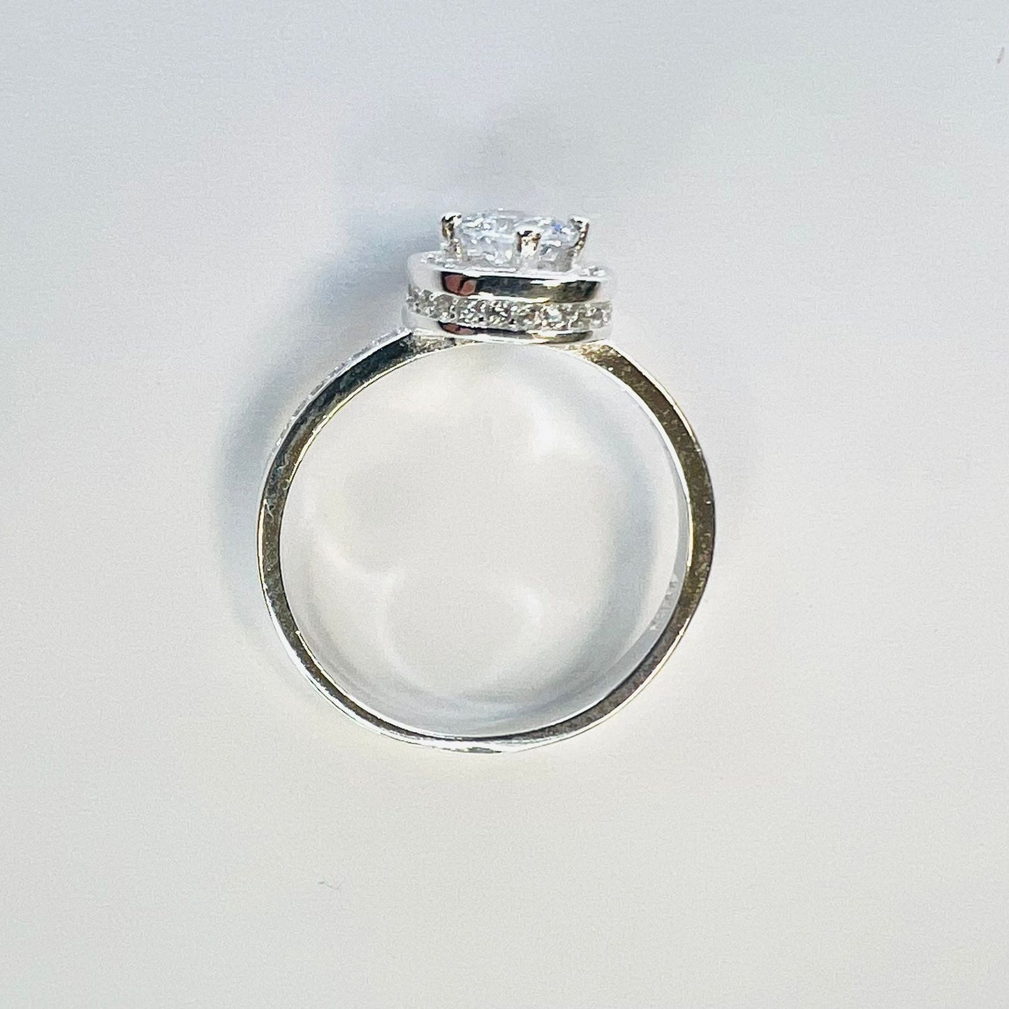 Anillo plata 925 solitario redondo piso de zirconia