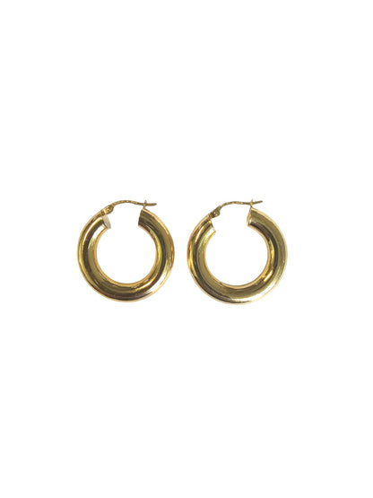 Aros oro Italiano 18K argollas tubo grueso