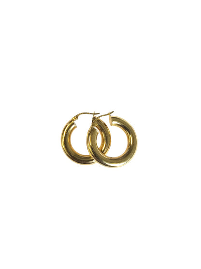 Aros oro Italiano 18K argollas tubo grueso